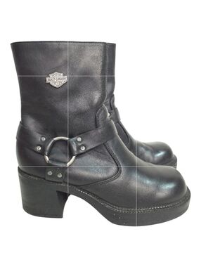 Harley-Davidson Black Leather Harness Boots  Women’s 7 Moto Biker